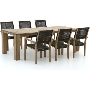 ROUGH Batang/ROUGH-X 240cm dining tuinset 7-delig stapelbaar , Groen,Old Teak Greywash ,  Rope (touw)  ,