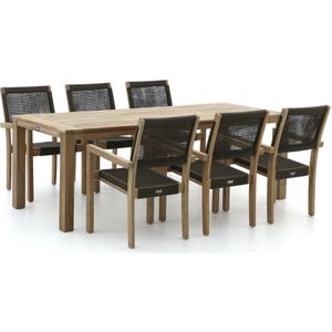 ROUGH Batang/ROUGH-S 220cm dining tuinset 7-delig stapelbaar , Old Teak Greywash ,  Rope  , 220cm