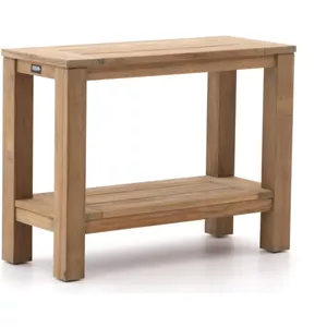 Relaxdays wandtafel, 2 etages, gang & woonkamer, HxBxD 70 x 110 x 30 cm, metaal, glas, houtlook, smalle sidetable, wit