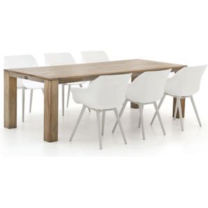 Hartman Sophie Studio/ROUGH-X 240cm dining tuinset 7-delig , Old Teak Greywash,Wit - Ecru ,  Kunststof  ,