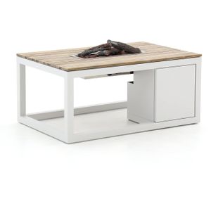 Cosiraw lounge vuurtafel 120x80x55cm , Old Teak Greywash,Wit - Ecru ,  Aluminium  , 120x80cm