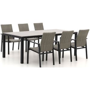 Manifesto Villongo/Fidenza 220cm dining tuinset 7-delig stapelbaar , Grijs - Antraciet ,  Wicker  ,