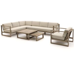 Apple Bee Antigua hoek loungeset 6-delig , Natural Teak,Taupe - Naturel - Bruin ,  hout  , 274x211cm