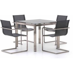 Bernstein Essen/Freiburg 90cm dining tuinset 5-delig , Grijs - Antraciet ,  RVS  , 90cm