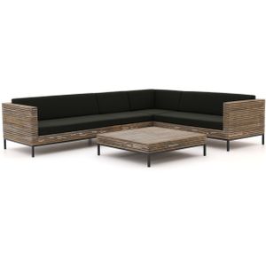 ROUGH-D hoek loungeset 5-delig , Groen,Old Teak Greywash ,  hout  , 320x250cm