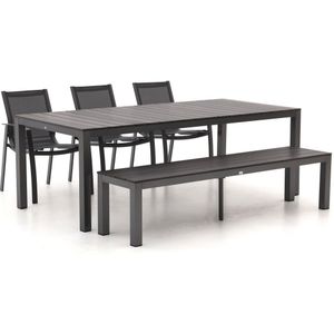 R&S Design Altea/Fidenza 220cm dining tuinset met bank 5-delig stapelbaar , Grijs - Antraciet ,  Aluminium  ,