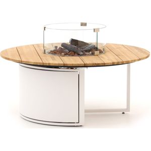 Cosiloft lounge vuurtafel Ø120cm (h: 48cm) , Natural Teak,Wit - Ecru ,  Aluminium  , 120cm