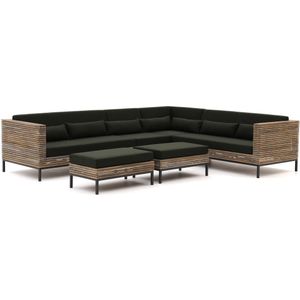 ROUGH-D hoek loungeset 6-delig , Groen,Old Teak Greywash ,  Hout  , 320x250cm