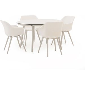 Hartman Sophie Studio Ø128cm dining tuinset 5-delig , Wit - Ecru ,  Aluminium  , 128cm