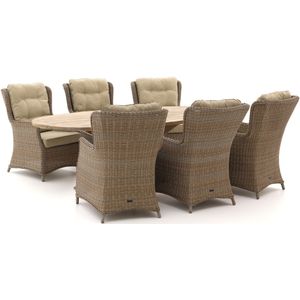 Intenso Milano/ROUGH-Y Ellips 240cm lounge-dining tuinset 7-delig , Taupe - Naturel - Bruin,Wit - Ecru ,  Wicker  , 240x120cm