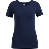WE Fashion - Shirt - Donkerblauw - Slanke Pasvorm - Kwartmouw