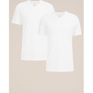 WE Fashion Heren tall fit T-shirt van biologisch katoen 2-pack