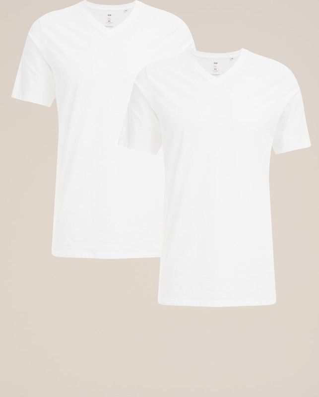 WE Fashion Heren tall fit T-shirt van biologisch katoen 2-pack