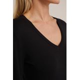 WE Fashion Basic Longsleeve met Biologisch Katoen Zwart