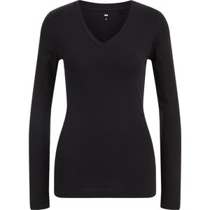 WE Fashion Basic Longsleeve met Biologisch Katoen Zwart