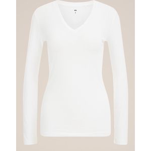 WE Fashion Basic Longsleeve met Biologisch Katoen Wit