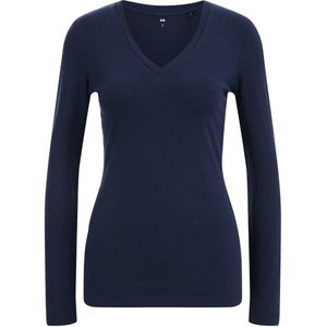 WE Fashion - Dames T-shirt - Blauw - Slim Fit
