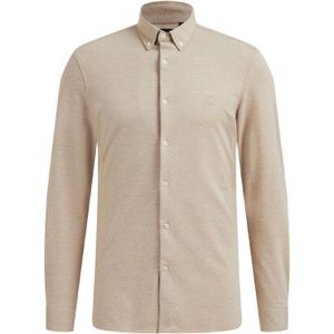 Fundamentals - Slim Fit Overhemd - Beige - Piquéjersey - Katoen