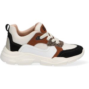 Braqeez Renee Run Meisjes Lage Sneakers - Beige/Multi - Suède - Veters