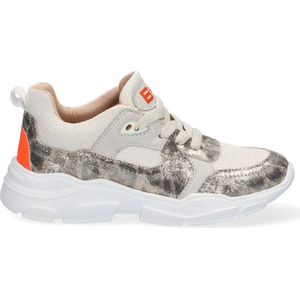 Braqeez Renee Run Meisjes Lage Sneakers - Beige/Print - Leer - Veters