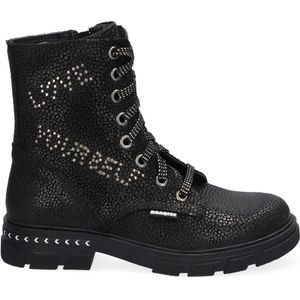 Braqeez 421715-989 Meisjes Biker Boots - Zwart - Leer - Veters