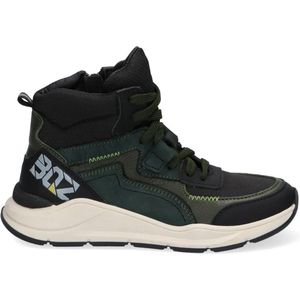 Braqeez 421982-568 Jongens Hoge Sneakers - Groen - Leer - Veters