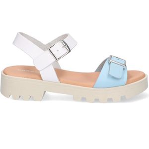 Braqeez 423001-500 Meisjes Platform Sandalen - Wit/Blauw - Leer - Gesp