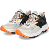 Braqeez 423421-503 Jongens Lage Sneakers - Beige Zwart Oranje Grijs - Leer - Veters