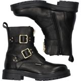 Braqeez 423559-589 Meisjes Biker Boots - Zwart - Leer - Gesp Met Rits