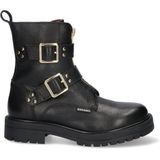 Braqeez 423559-589 Meisjes Biker Boots - Zwart - Leer - Gesp Met Rits