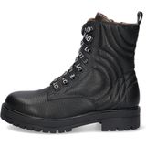 Braqeez 423785-589 Meisjes Veterboots - Zwart Grijs - Leer - Veters