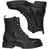 Braqeez 423785-589 Meisjes Veterboots - Zwart Grijs - Leer - Veters