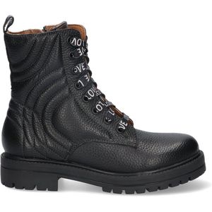 Braqeez 423785-589 Meisjes Veterboots - Zwart/Grijs - Leer - Veters