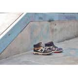 Braqeez 423855-429 Jongens Hoge Sneakers - Blauw Grijs Rood - Nubuck - Veters