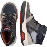 Braqeez 423855-429 Jongens Hoge Sneakers - Blauw Grijs Rood - Nubuck - Veters