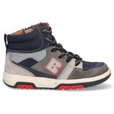 Braqeez 423855-429 Jongens Hoge Sneakers - Blauw Grijs Rood - Nubuck - Veters