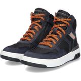 Braqeez 423944-529 Jongens Hoge Sneakers - Blauw Oranje Blauw - Nubuck - Veters