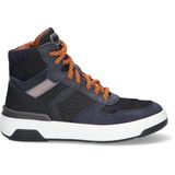 Braqeez 423944-529 Jongens Hoge Sneakers - Blauw Oranje Blauw - Nubuck - Veters