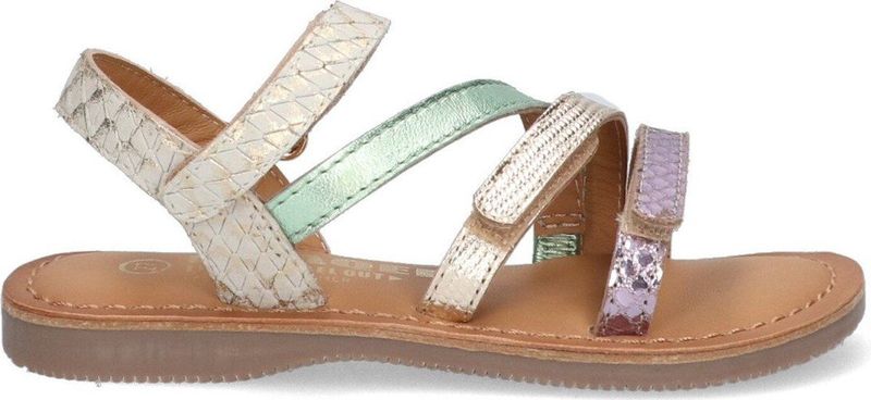 Braqeez 424012-959 Meisjes Sandalen - Beige Groen Paars - Leer - Klittenband