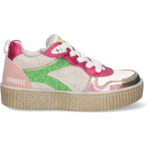Braqeez leren sneakers roze/groen