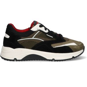 Braqeez 424620-466 Jongens Lage Sneakers - Grijs Groen Wit - Leer - Veters