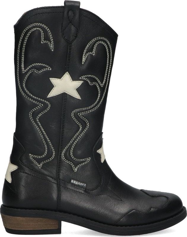 Braqeez 424739-589 Meisjes Cowboy Boots - Zwart - Leer - Ritssluiting