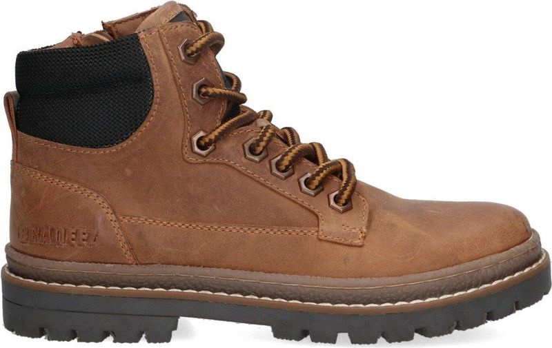 Braqeez 424920-513 Jongens Veterboots - Bruin - Leer - Veters