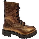 Braqeez - 424762-997 - Veterboots - Bruin - Leer - Veters - Metallic Look