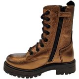 Braqeez - 424762-997 - Veterboots - Bruin - Leer - Veters - Metallic Look