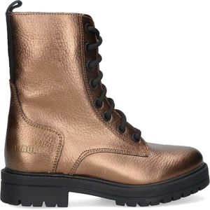 Braqeez - 424762-997 - Veterboots - Bruin - Leer - Veters - Metallic Look