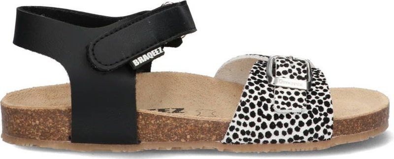 Braqeez - Sally Sandalen - Zwart/Wit - Imitatieleer