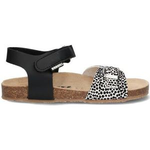 Braqeez - Sally Sandalen - Zwart/Wit - Imitatieleer