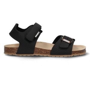 Braqeez 425450-789 Jongens Platte Sandalen - Zwart - Leer - Klittenband