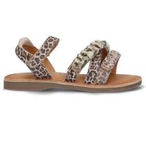 Braqeez 425018-506 Meisjes Platte Sandalen - Beige - Leer - Klittenband